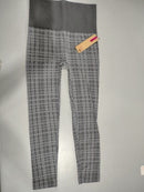 SHOSHO WOMEN'S LEGGINGS HIGH WAISTED CROP ACTIVEWEAR SIZE WOMEN M/L - GRAY PLAID - Like New