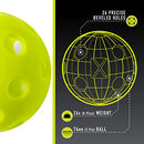 FRANKLIN SPORTS X-26 INDOOR PICKLEBALLS - OFFICIAL SIZE - 12 PACK - OPTIC YELLOW - Brand New