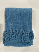 BOURINA CHENILLE THROW BLANKET SOFT - 50" X 60" - BLUE - Like New