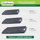 FRESHWARE PLASTIC CUTTING BOARD SET OF 3 JUICE GROOVES BC-330BK - BLACK MARBLE - Brand New