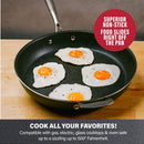 GRANITESTONE 14" NONSTICK FAMILY FRY PAN WITH HELPER HANDLE - BLACK - Brand New