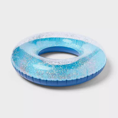 SUN SQUAD 42" RING TUBE - SLIVER GLITTERING/LIGHT/DARK BLUE - Like New