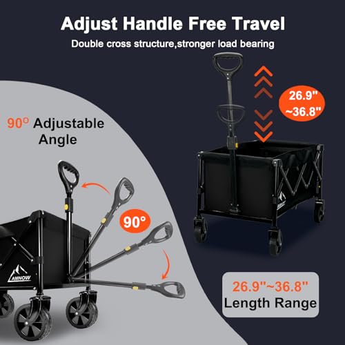AMNOW COLLAPSIBLE CART WITH WHEELS FOLDABLE FOLDING FOLDING WAGONS CARTS - BLACK - Like New