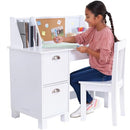 KIDKRAFT WOODEN STUDY DESK FOR KIDS, BULLETIN CABINETS - WHITE - Like New