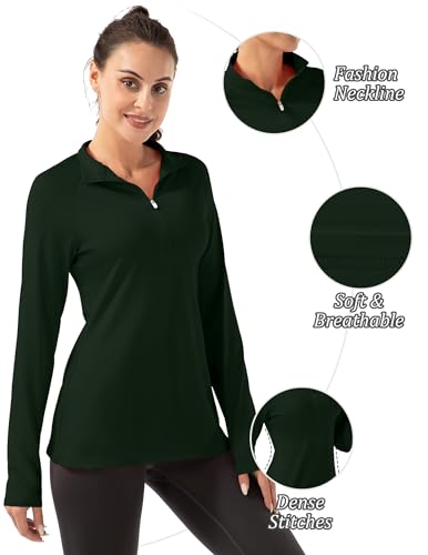 FKEEP Women's Long Sleeve Polo Shirt - Size M, Forest Green - Brand New