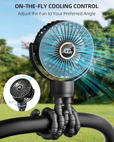 BUYWOO PORTABLE STROLLER FAN SMALL BATTERY - BLACK Like New