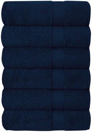 SIMPLE ELEGANCE 6-PACK PLUSH BATH TOWEL SET (27X52 INCH) - NAVY - Like New