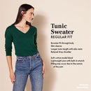AMAZON ESSENTIALS WOMEN'S LONG SLEEVE V-NECK TUNIC SWEATER - SIZE: S - BLACK - Like New