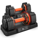 LIFEOG ADJUSTABLE DUMBBELLS SET ADJUSTABLE WEIGHTS15/25/35/45/55LBS - Like New