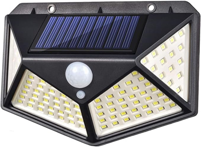 MUZHI Solar Lights Outdoor Solar Wall Light 100 LEDs 270° Wide Angle - Black Like New