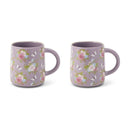 THYME & TABLE 14.5 FL OZ  STONEWARE MUG, SET OF 2 - PURPLE FLORAL - Like New