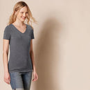 AMAZON ESSENTIALS WOMEN'S V-NECK T-SHIRT PACK OF 2 SIZE : M - CHARCOAL HEATHER - Like New