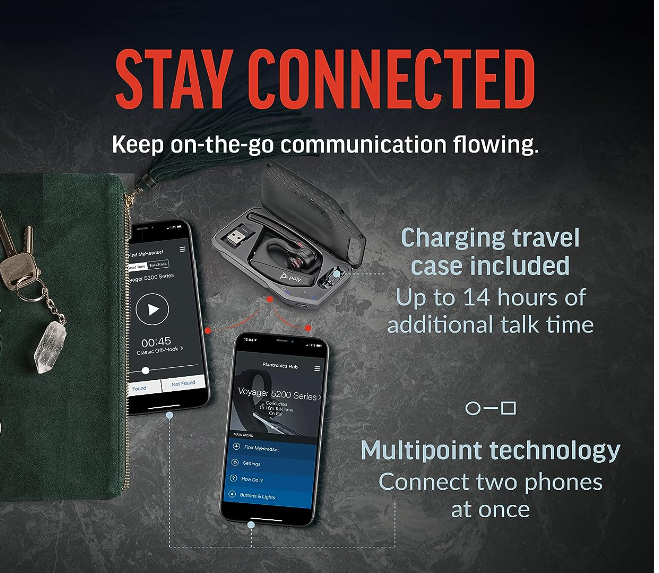 Plantronics Voyager 5200 UC Bluetooth Headset Black 206110-101 - Like New