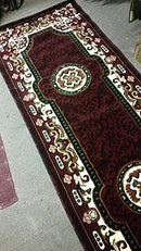Kingdom Traditional Long Runner Rug Burgundy w/ Green & Tan D123 - Brand New