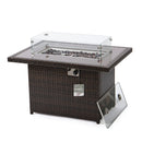 LEISUREMOD WICKER 55,000 BTU FIRE PIT TABLE WITH REMOVABLE LID - DARK BROWN - Like New