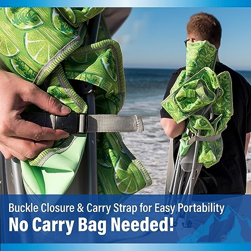 KIJARO BEACH SLING CHAIR WITH COOLER POCKET - VARIOUS FUN COLORS - YELLOW/GRAY - Like New