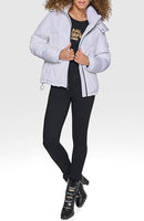 KARL LAGERFELD WOMEN'S DIAMOND QUILT PUFFER JACKET - SIZE XS - WHITE - Brand New