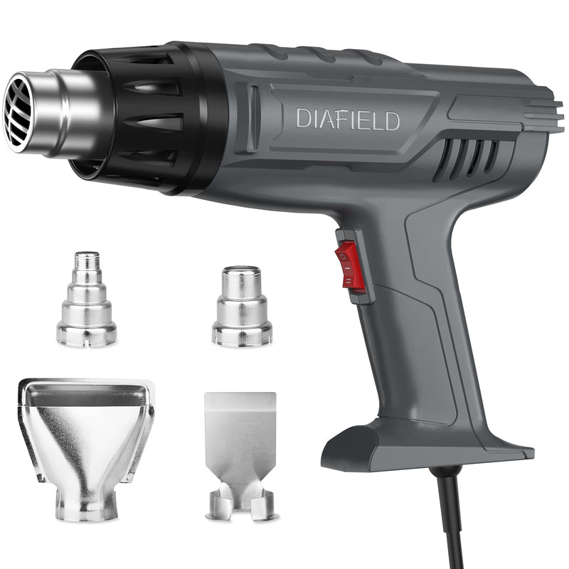 DIAFIELD 1850W Heat Gun, Dual Temperature Settings, Fast, Dual Temp - Gray - Like New