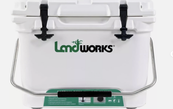 LANDWORKS ROTOMOLDED ICE COOLER 20QT (UPGRADED) UP TO 5 DAY ICE RETENTION -WHITE Like New