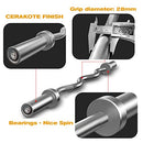 ELEVENS OLYMPIC BARBELL 7FT CURL BAR 4FT EZ BAR WITH KNURLED - SILVER/BLACK - Like New