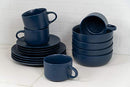 10 Strawberry Street Wazee Matte Coupe Dinnerware Set 16 pc WM-16-DRKBLU - Blue - Like New