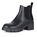 ATHLEFIT WOMEN'S CHELSEA BOOTS LUG HEEL ELASTIC ANKLE BOOTIES - SIZE 7 - BLACK - Brand New