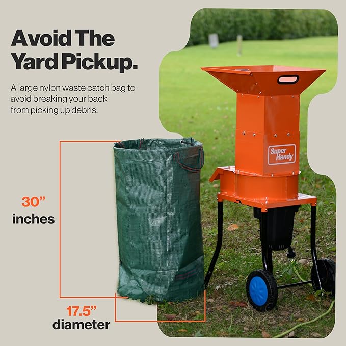 SuperHandy Leaf Mulcher Shredder Electric Green Heavy Duty 120V AC 11" - ORANGE - Like New