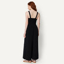 AMAZON ESSENTIALS WOMEN'S SQUARE NECK WIDE LEG SLEEVELESS JUMPSUIT - 2XL - BLACK - Brand New