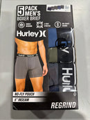 HURLEY MEN'S 5 PACK STRETCH BOXER BRIEFS - SIZE: MEN MEDIUM - MULTICOLOR - Like New
