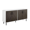 WALKER EDISON FEHR MODERN 4 DOOR BOOKMATCH BUFFET 58 INCH ASH BROWN - WHITE - Like New