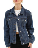 ARGSTAR DENIM JACKET FOR WOMEN BUTTON UP LONG SLEEVE WITH POCKETS WOMEN L - Brand New