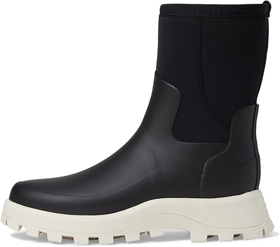 HUNTER WOMENS CITY EXPLORER SHORT NEOPRENE BOOTS - SIZE: 8 - BLACK/SHADE WHITE - Like New