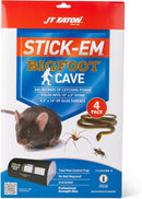 JT EATON STICK-EM BIGFOOT CAVE GLUE TRAP FOR RODENTS, SNAKES 16" X 10" 4PK - Brand New