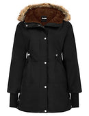 GRACE KARIN Women's Winter Drawstring Hood Coat Parkas Fleece Lined Black L - Like New