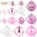 87-Pack Christmas Ball Ornaments Set Tree Decorations B0CCCG4BHT - Pink/White - Brand New