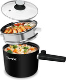 Topwit Hot Pot Electric Steamer 1.5L Ramen Cooker Non-Stick Frying Pan - Black - Like New