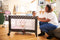 DISNEY BABY 3D ULTRA PLAY YARD WITH BASSINET BAGER PEEKING MICKEY BLACK - Like New