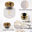 PARROT UNCLE - 6" MODERN GLASS SMALL SEMI FLUSH MOUNT CEILING LIGHT - GOLD - Like New