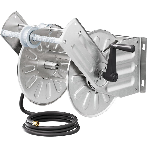 GREENER STAINLESS STEEL HOSE REEL FOR OUTSIDE WALL MOUNT - - Scratch & Dent