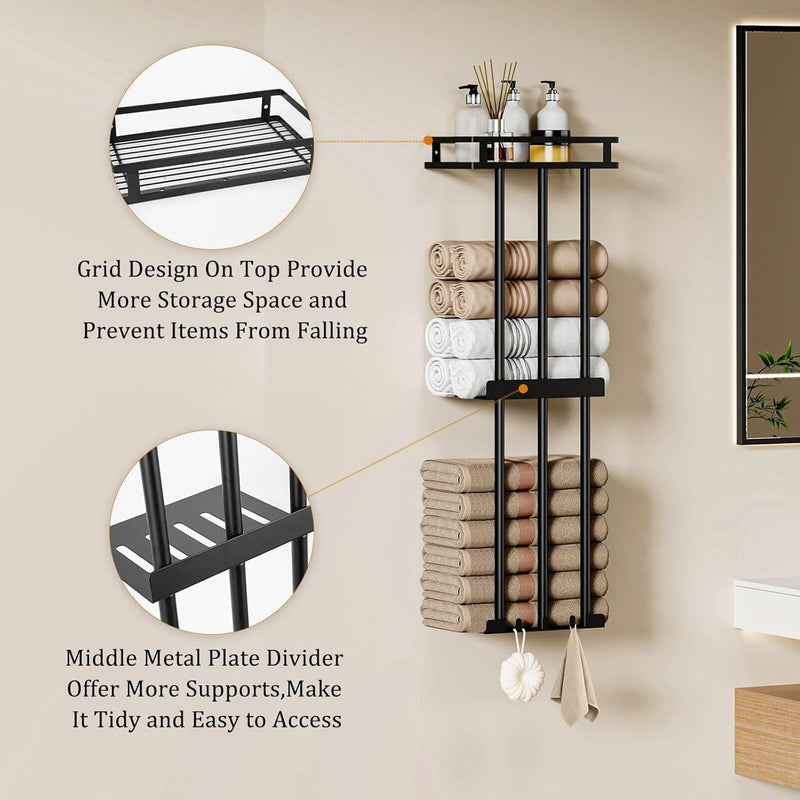 CJLIN 3 TIER BATHROOM STORAGE HOLDER - BLACK - Like New