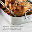 HESTAN PROVISIONS CLASSIC CLAD NONSTICK ROASTING PAN WITH RACK, 14.5", SS-STEEL - Like New