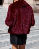 BTFBM Faux Fur Jacket Women Fluffy Winter Cropped Coats Zip Up Fuzzy Jackets - Like New