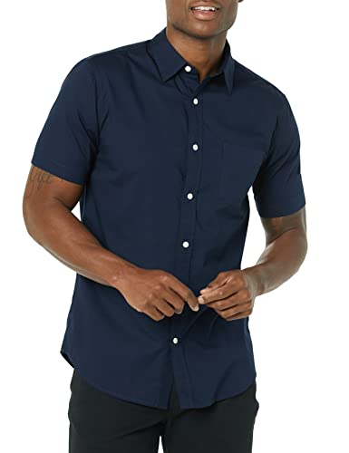 AMAZON ESSENTIALS MEN'S SLIM-FIT SHORT-SLEEVE POPLIN SHIRT NAVY SIZE XL - Brand New