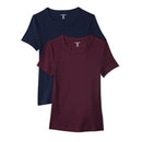 AMAZON ESSENTIALS WOMEN'S SHORT-SLEEVE CREWNECK T-SHIRT 2-PACK BURGUNDY/NAVY M - Like New