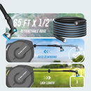 RELHOST RETRACTABLE GARDEN HOSE REEL 65 FT X 1/ 2 IN DARK GRAY - Like New