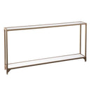 Narrow Metal Console B0875M1Y41 - Gold w/ white glass - Brand New