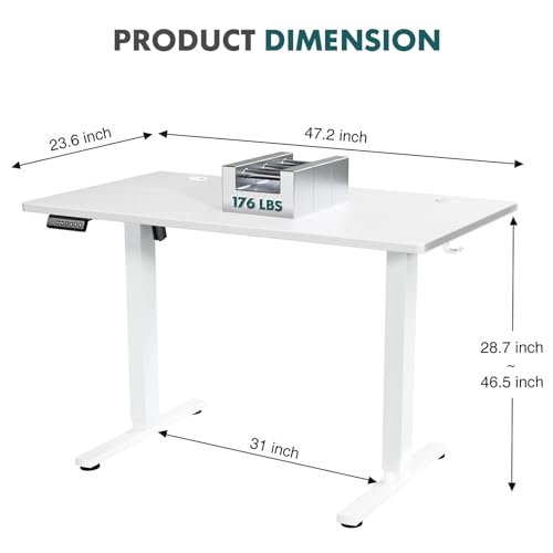 GENERIC STANDING DESK 48 X 24 ADJUSTABLE HEIGHT ELECTRIC 3 MEMORY PRESET - WHITE - Like New