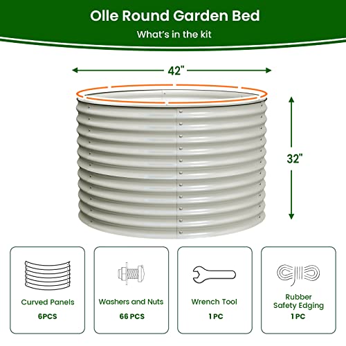OLLE 32" TALL RAISED GARDENING GALVANIZED RAISED GARDEN BEDS - IVORY - Like New