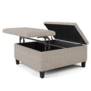 SIMPLIHOME Harrison 36" Wide Transitional Square Coffee Table Storage Ottoman - Like New