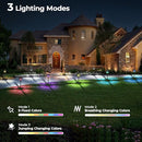 CINOTON RGBCW SOLAR PATHWAY OUTDOOR LIGHTS, 3 LIGHTING MODES, 8 PACK - MULTI - Like New